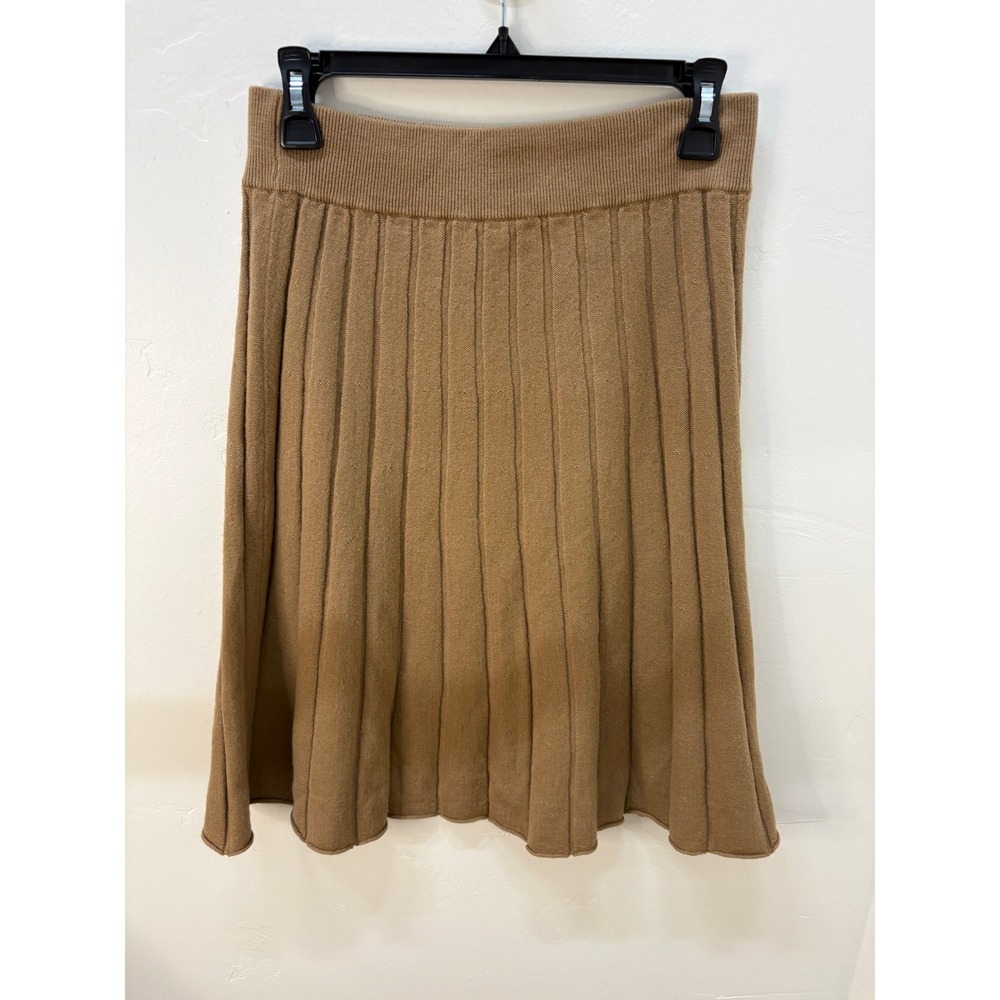 J.Crew 100% Merino Wool Pleated Knit Skirt Camel Brown Small 93576